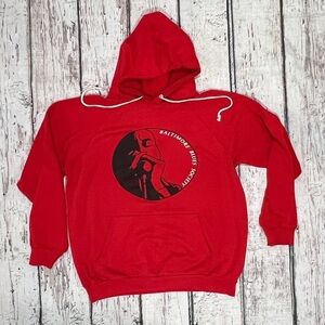 Vintage 80s Baltimore Blues Society Hoodie Red Pullover 1980s Sweatshirt
